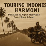 Touring Indonesia Harmoni: Dari Aceh ke Papua, Menyusuri Pantai Barat Selatan dengan panorama laut dan jalan sepi yang memanjakan mata.
