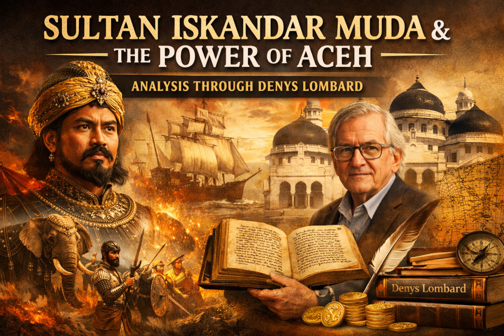 Reimagining the rise of Aceh Darussalam under Sultan Iskandar Muda—where military power, Islamic governance, and global trade converged through the historical lens of Denys Lombard.