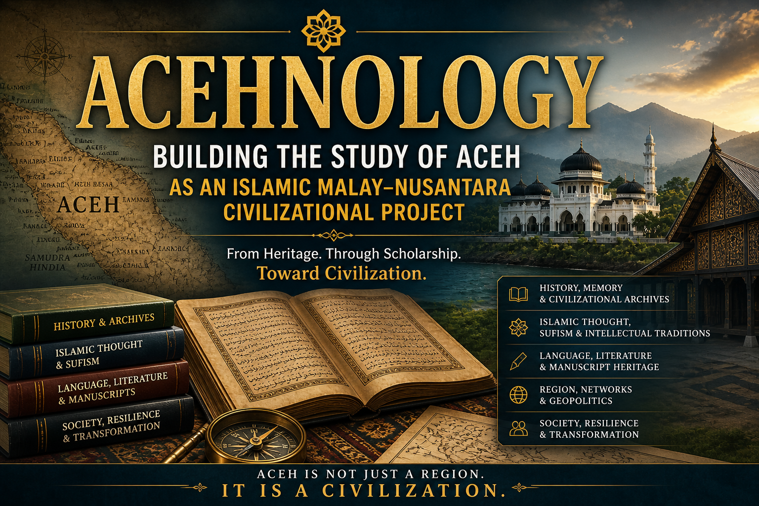 Acehnology is a refined intellectual journey into Aceh’s civilizational memory, where history, Islam, language, literature, and scholarship converge to illuminate one of the great cultural landscapes of the Malay-Nusantara world.