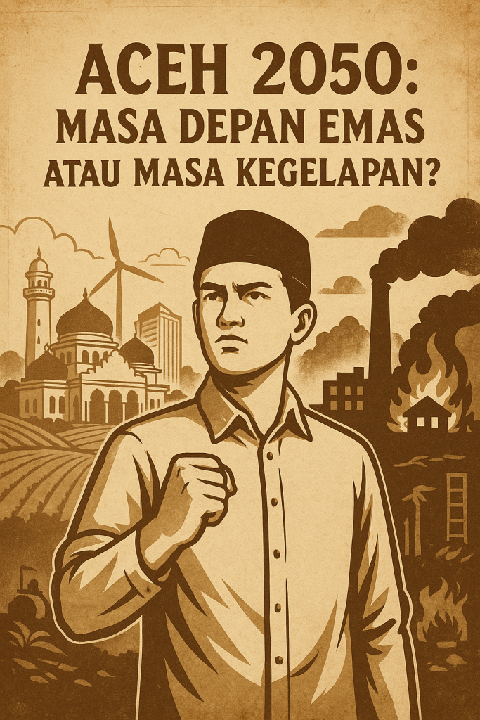 Aceh 2050 berada di persimpangan jalan: menuju masa keemasan dengan pendidikan unggul, ekonomi inklusif, dan pemerintahan bersih—atau terjebak dalam kegelapan korupsi, konflik, dan ketertinggalan. Pilihan ada di tangan kita hari ini