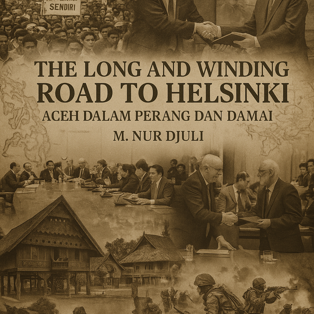 The Long and Winding Road to Helsinki: Aceh dalam Perang dan Damai" karya M. Nur Djuli adalah catatan personal sekaligus intelektual tentang jalan panjang rakyat Aceh menuju perdamaian. Dari hutan belantara hingga meja perundingan di Helsinki, dari suara perlawanan hingga cita-cita rekonsiliasi, buku ini menyingkap kisah getir dan harapan yang menyatu.
