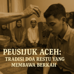Peusijuk adalah tradisi Aceh yang sederhana tapi penuh makna. Lewat doa restu, masyarakat Aceh percaya hidup bisa lebih aman, selamat, dan berkah.