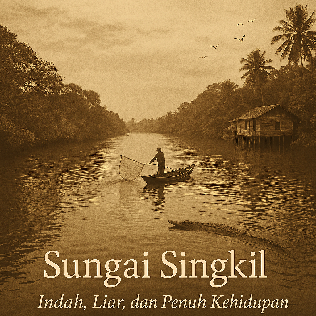 Bentangan alam yang indah, liar, dan penuh kehidupan. Dari nelayan yang menebar jala, hutan bakau yang rindang, hingga buaya muara yang mengintai, sungai ini adalah cerita tentang keberanian dan harmoni manusia dengan alam.