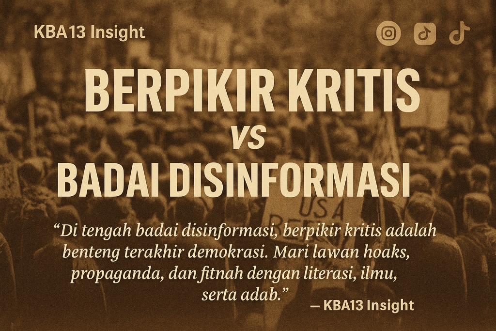 Berpikir kritis adalah tameng utama menghadapi badai disinformasi dan hoaks di Indonesia. Saat arus informasi semakin deras, kemampuan memilah fakta menjadi kunci menjaga akal sehat dan demokrasi.