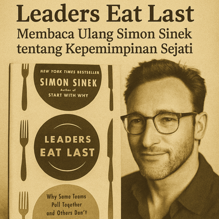 Leaders Eat Last karya Simon Sinek mengajarkan bahwa kepemimpinan sejati bukan tentang kekuasaan, melainkan tentang pengorbanan demi tim. Dengan riset mendalam dan kisah inspiratif, Sinek menunjukkan bahwa pemimpin yang rela "makan terakhir" akan melahirkan budaya kepercayaan, loyalitas, dan kebersamaan. Buku ini adalah panduan penting bagi siapa saja yang ingin membangun organisasi yang sehat dan manusiawi.