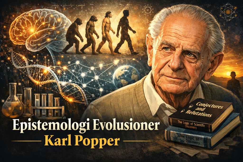 Karl Popper dan revolusi epistemologi: pengetahuan sebagai dugaan, adaptasi, dan proses tanpa akhir dalam memahami realitas.