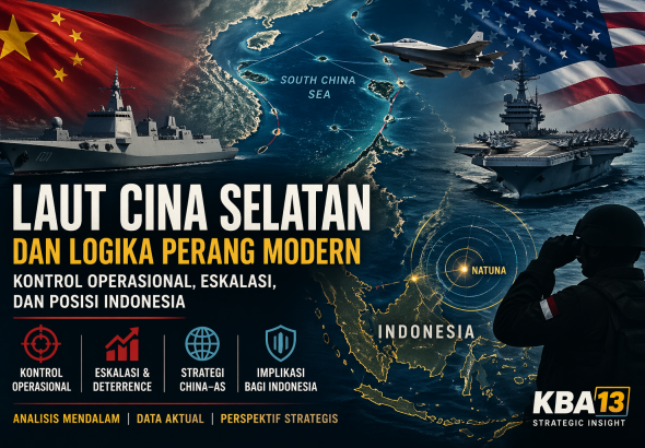 Laut Cina Selatan bukan sekadar sengketa wilayah, tetapi arena perebutan kontrol operasional antara kekuatan besar—di mana Indonesia, melalui Natuna, berada di titik tekan yang menentukan arah konflik kawasan.