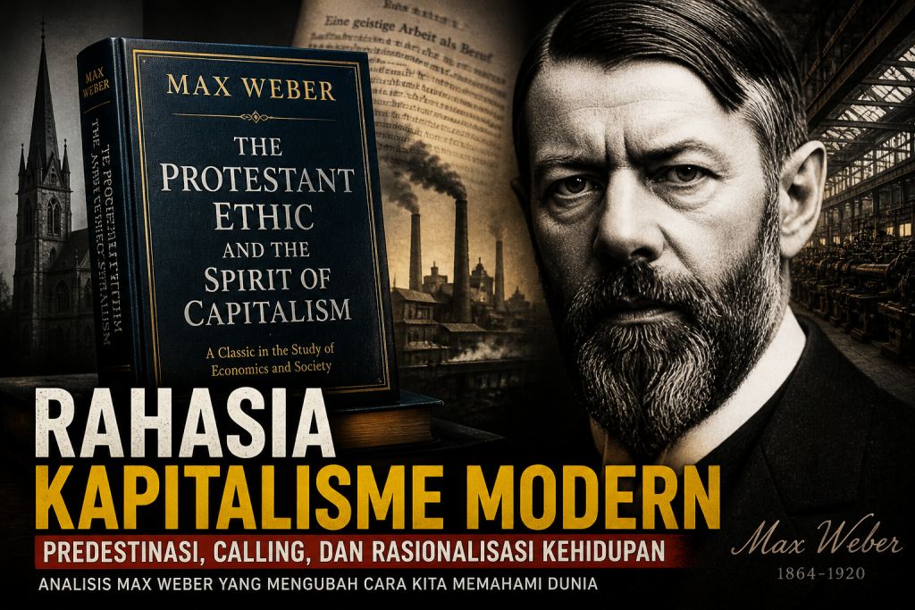Kapitalisme tidak lahir dari pasar—Max Weber menunjukkan bahwa kecemasan teologis, disiplin hidup, dan konsep calling membentuk mesin tersembunyi di balik dunia modern.