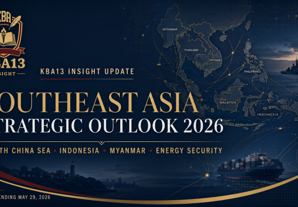 Southeast Asia Strategic Outlook 2026 covering ASEAN, South China Sea tensions, Indonesia’s economy, Myanmar conflict, Hormuz energy crisis, Vietnam growth, Singapore AI strategy, and Cambodia’s shadow economy.