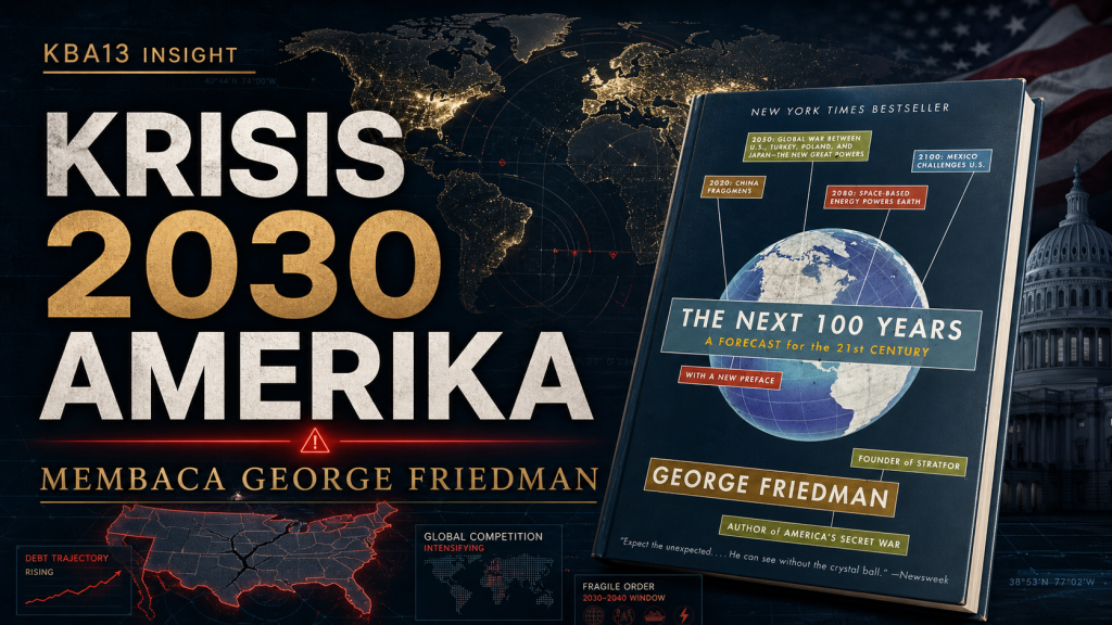 Krisis 2030 Amerika membaca George Friedman sebagai peta intelijen strategis tentang bagaimana demografi, tenaga kerja, imigrasi, energi, dan siklus kekuasaan dapat mengguncang fondasi imperium Amerika pada abad ke-21.