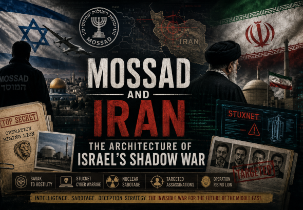 Mossad and Iran: a cinematic portrait of espionage, nuclear sabotage, cyber warfare, and the invisible architecture of Israel’s long shadow war in the Middle East.