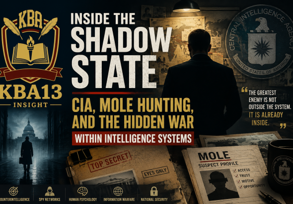 CIA intelligence officer analyzing classified documents during modern counterintelligence and shadow warfare operations