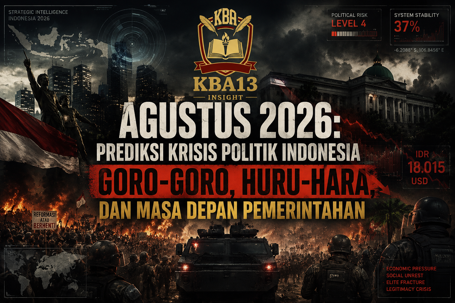 Indonesia 2026 berada di persimpangan antara tekanan politik, ekonomi, legitimasi, dan masa depan pemerintahan.