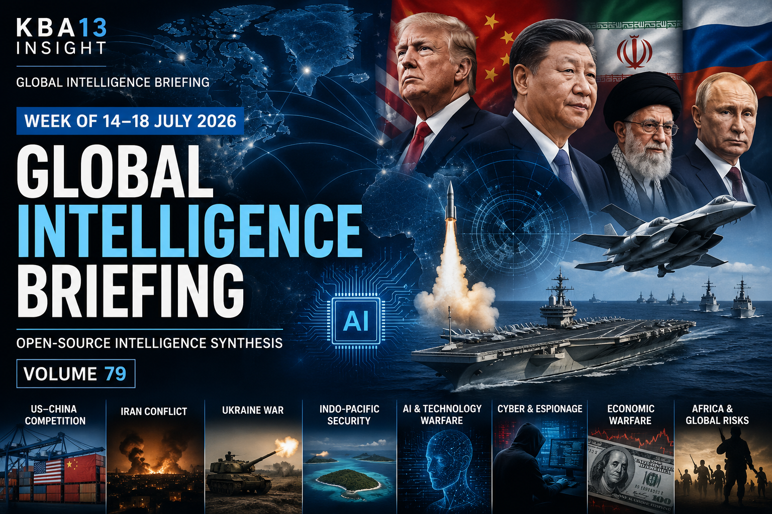Global Intelligence Briefing (14โ18 July 2026): USโChina Rivalry, Iran War, AI Espionage, Indo-Pacific Security & Strategic Forecast