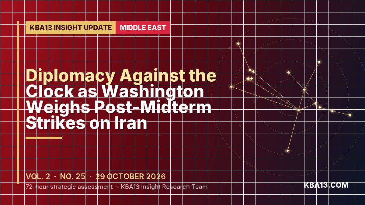 KBA13 Insight Update — 29 October 2026: Middle East — Diplomacy Against the Clock as Washington Weighs Post-Midterm Strikes on Iran